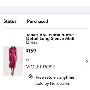 Tahari ASL Floral Long Sleeve Midi Dress in Pink and Purple, Worn once